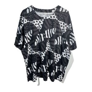 at ease womens shirt plus size 3X XXXL 3XL short sleeve black and white